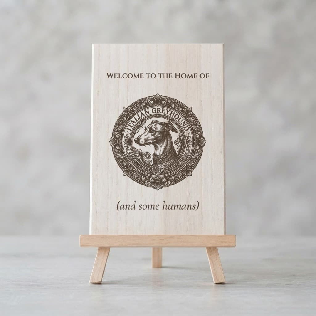 Italian greyhound Renaissance Portrait Wooden Welcome Board