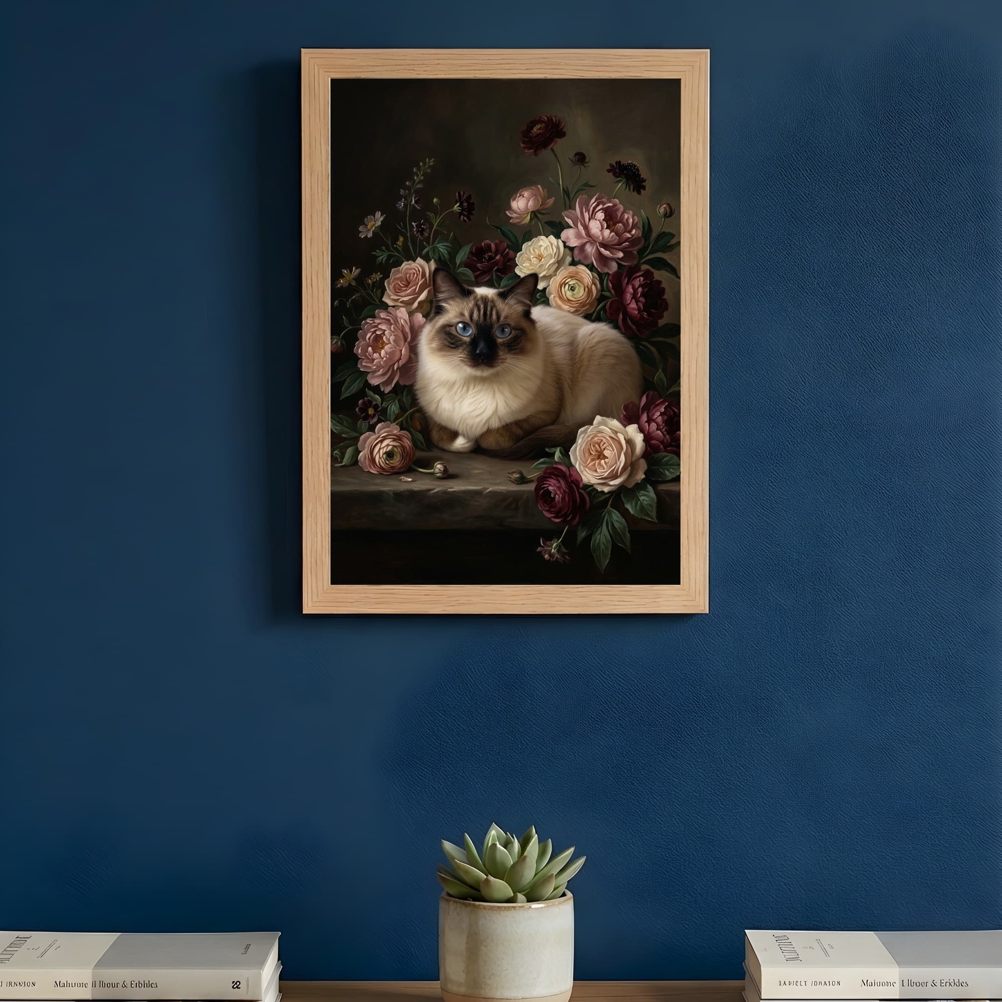 バーマンの花の油絵風アート花柄額装プリント(A3サイズ) 3