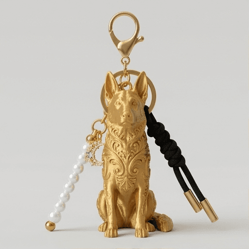 German shepherd Renaissance Portrait Keychain (Silky Gold)