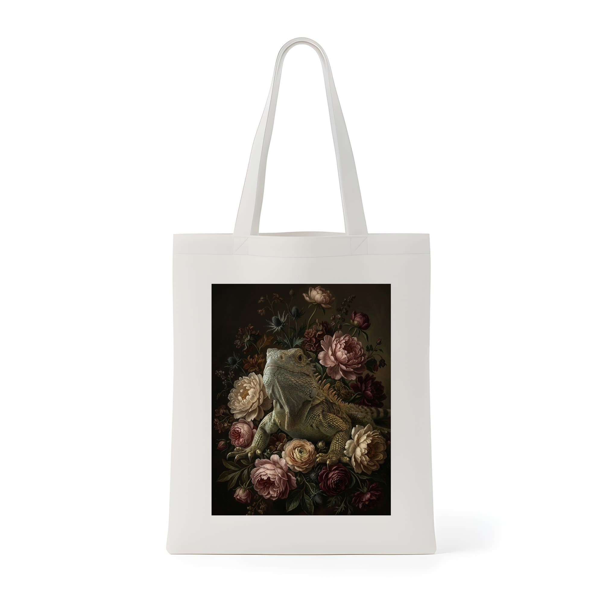 Spiny-tailed Iguana Floral Oil-Painting Floral Tote Bag