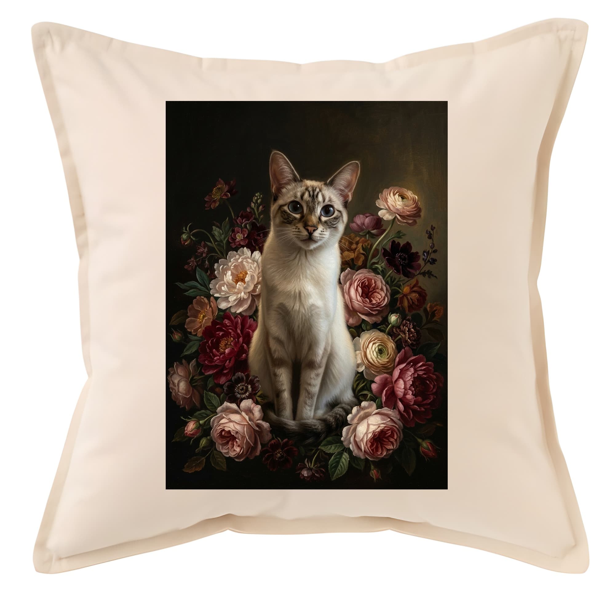 Balinese Floral Oil-Painting Floral Cushion