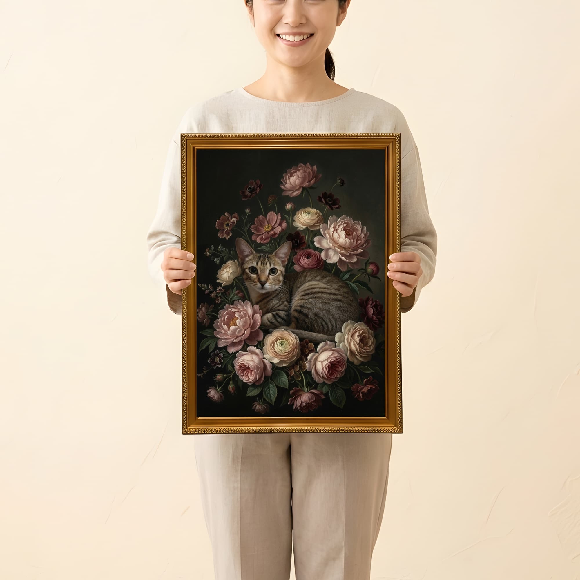 シンガプーラの花の油絵風アート花柄額装プリント(A3サイズ) 2