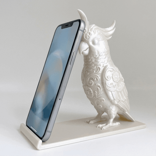 キバタンのルネサンス肖像画スマホスタンド(シルクホワイト)