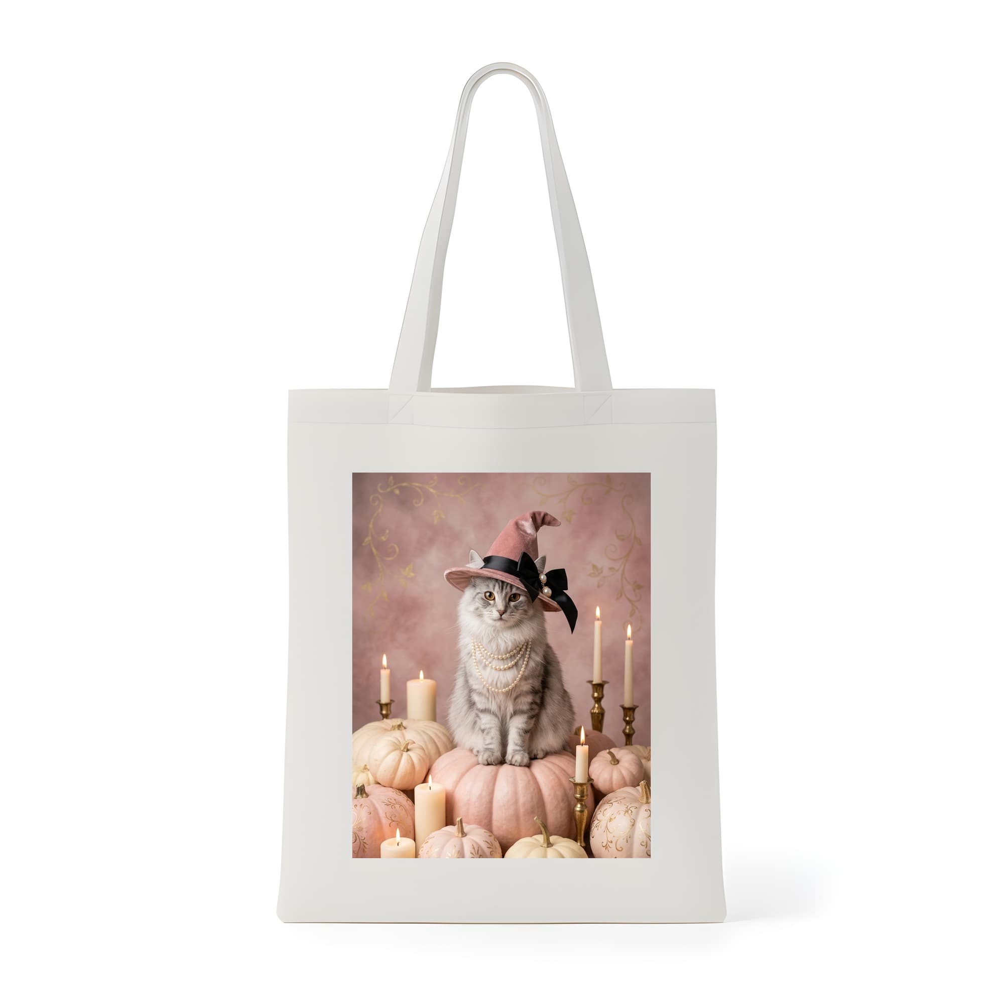Norwegian Forest cat Pumpkin & Candlelight Oil-Painting Halloween Tote Bag