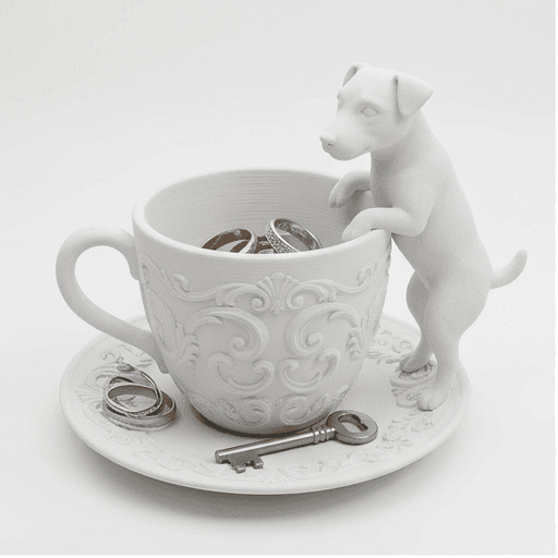 Jack Russell terrier Renaissance Portrait Trinket Tray (Matte White)