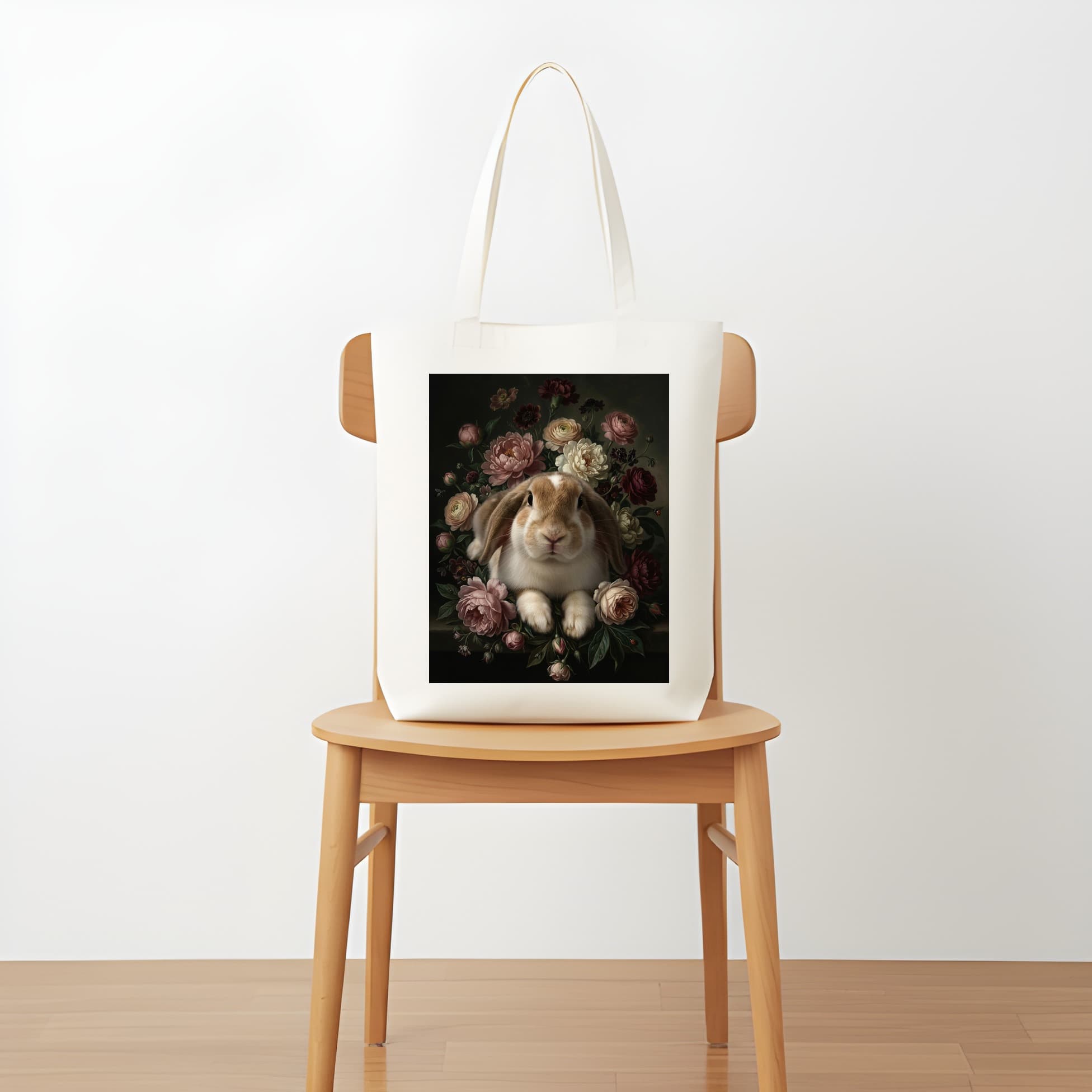 French Lop Floral Oil-Painting Floral Tote Bag 5