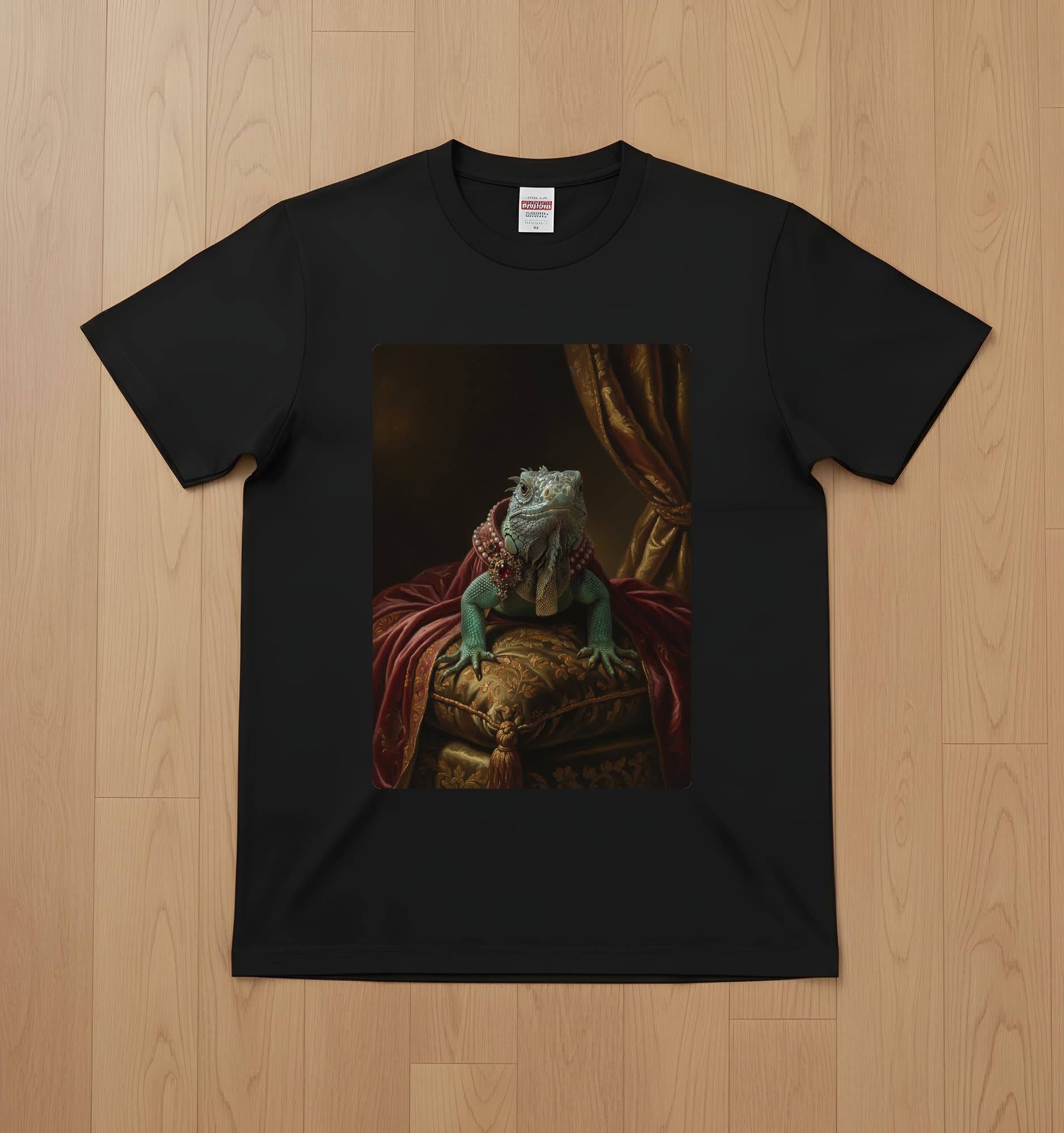 Blue Iguana Renaissance Portrait T-Shirt (Black, Color Print, No Frame)