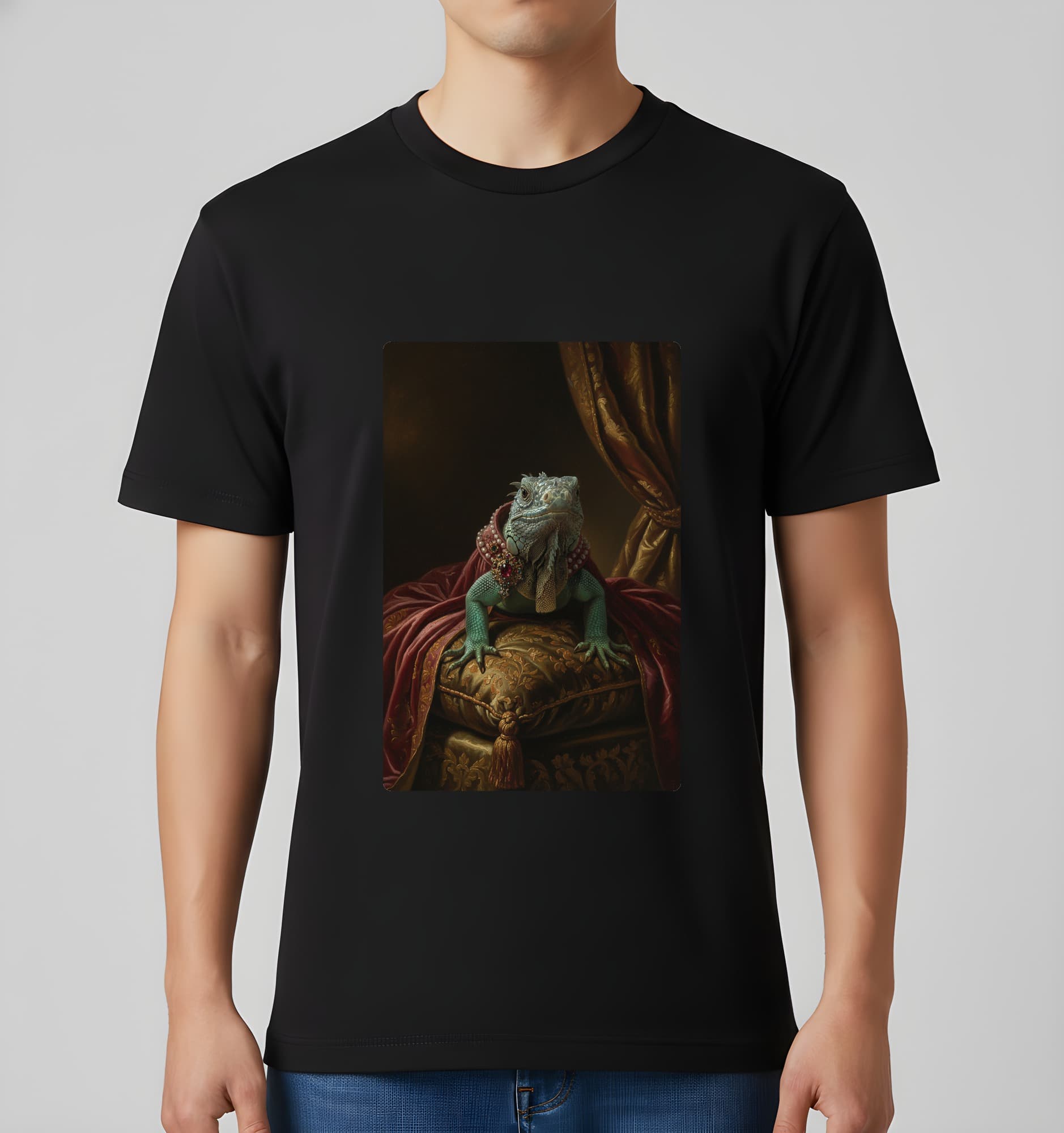 Blue Iguana Renaissance Portrait T-Shirt (Black, Color Print, No Frame) 3