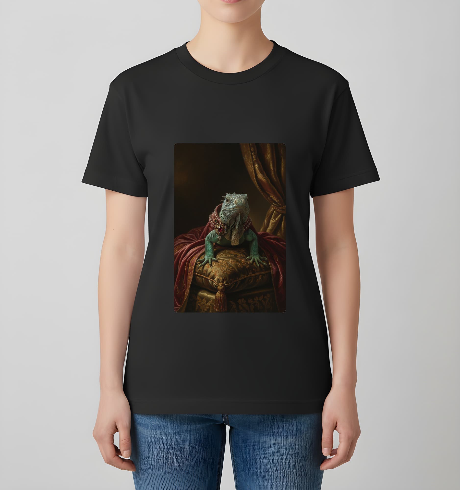 Blue Iguana Renaissance Portrait T-Shirt (Black, Color Print, No Frame) 4