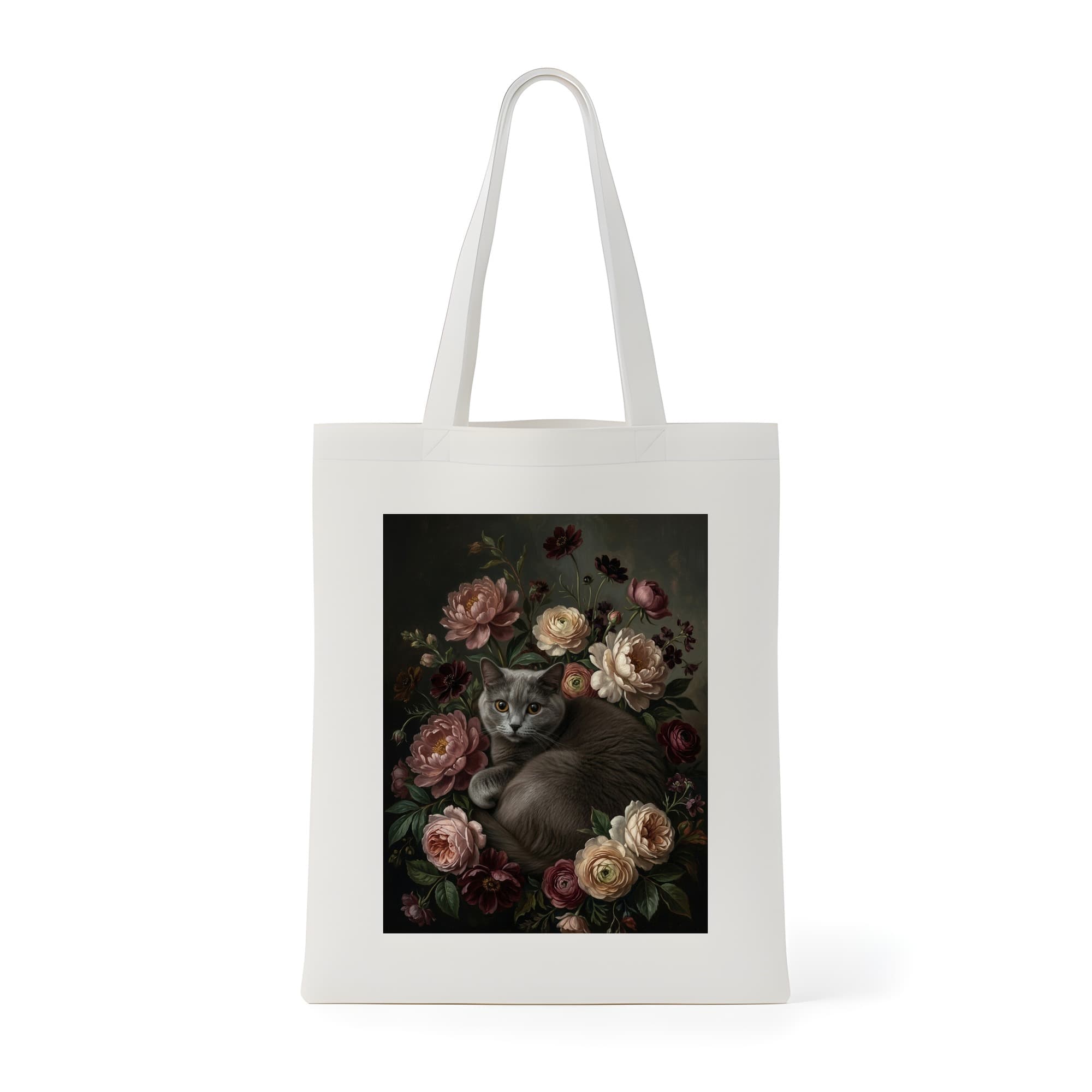 British Shorthair Floral Oil-Painting Floral Tote Bag