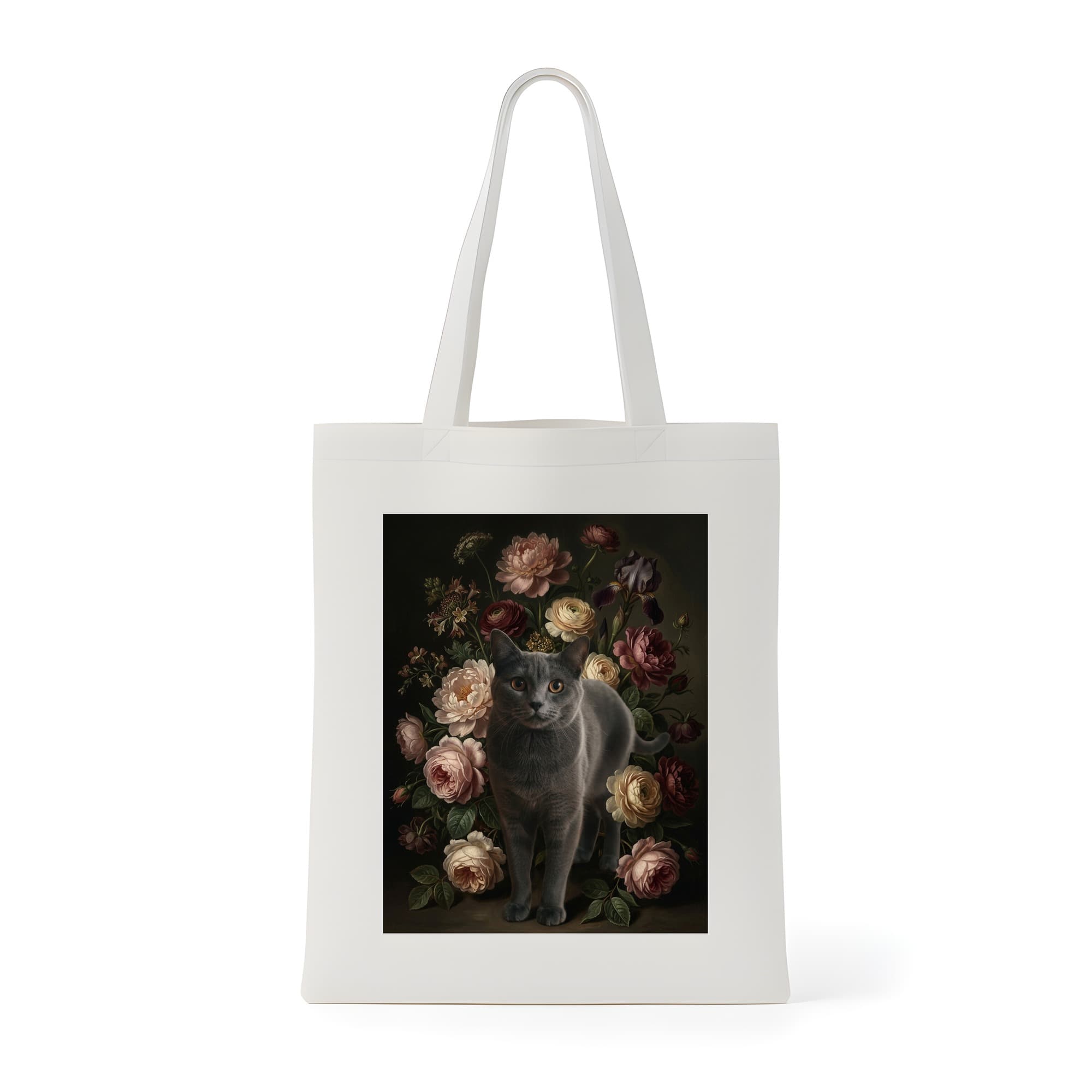 Chartreux Floral Oil-Painting Floral Tote Bag