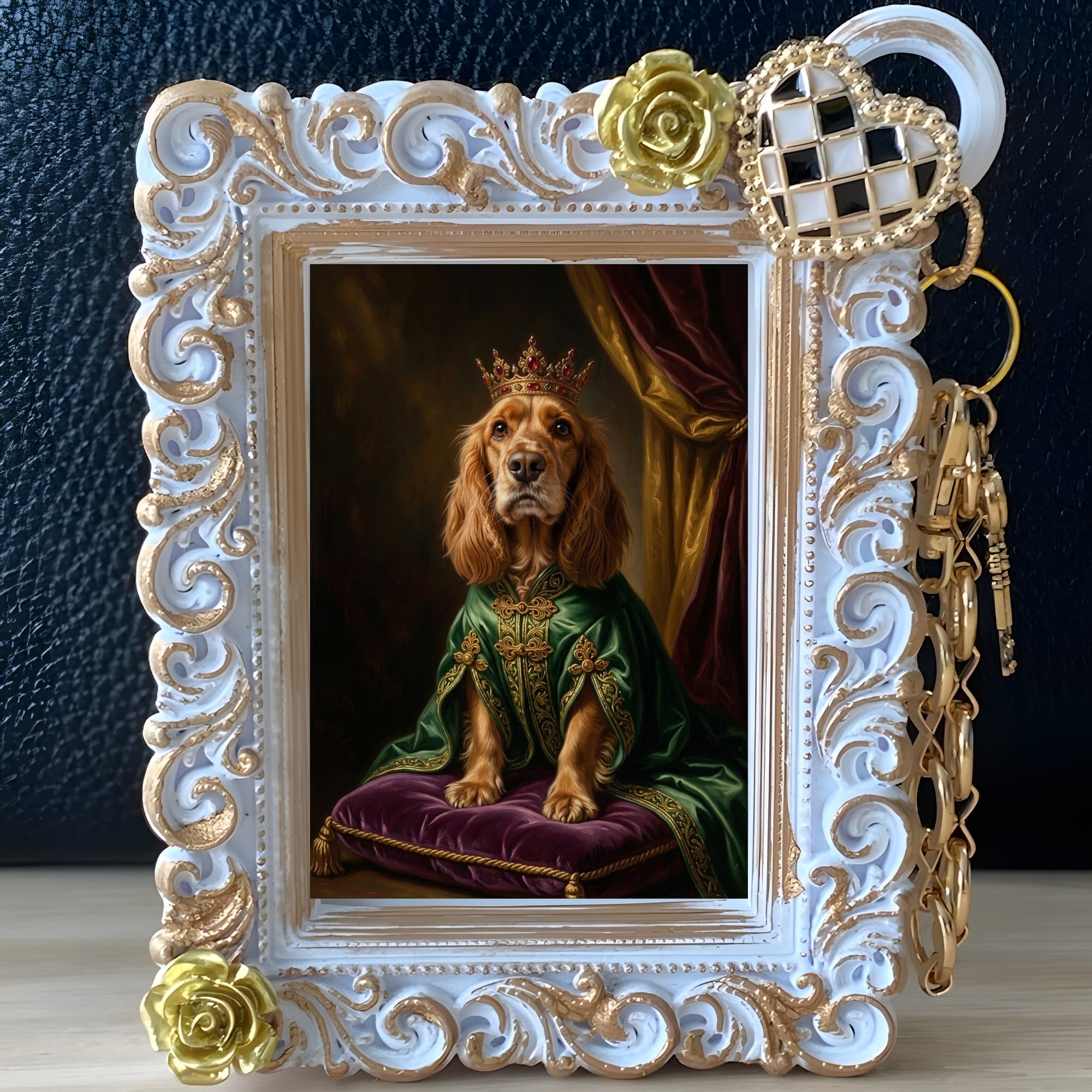 cocker spaniel Renaissance Portrait Bag Charm (White) 2