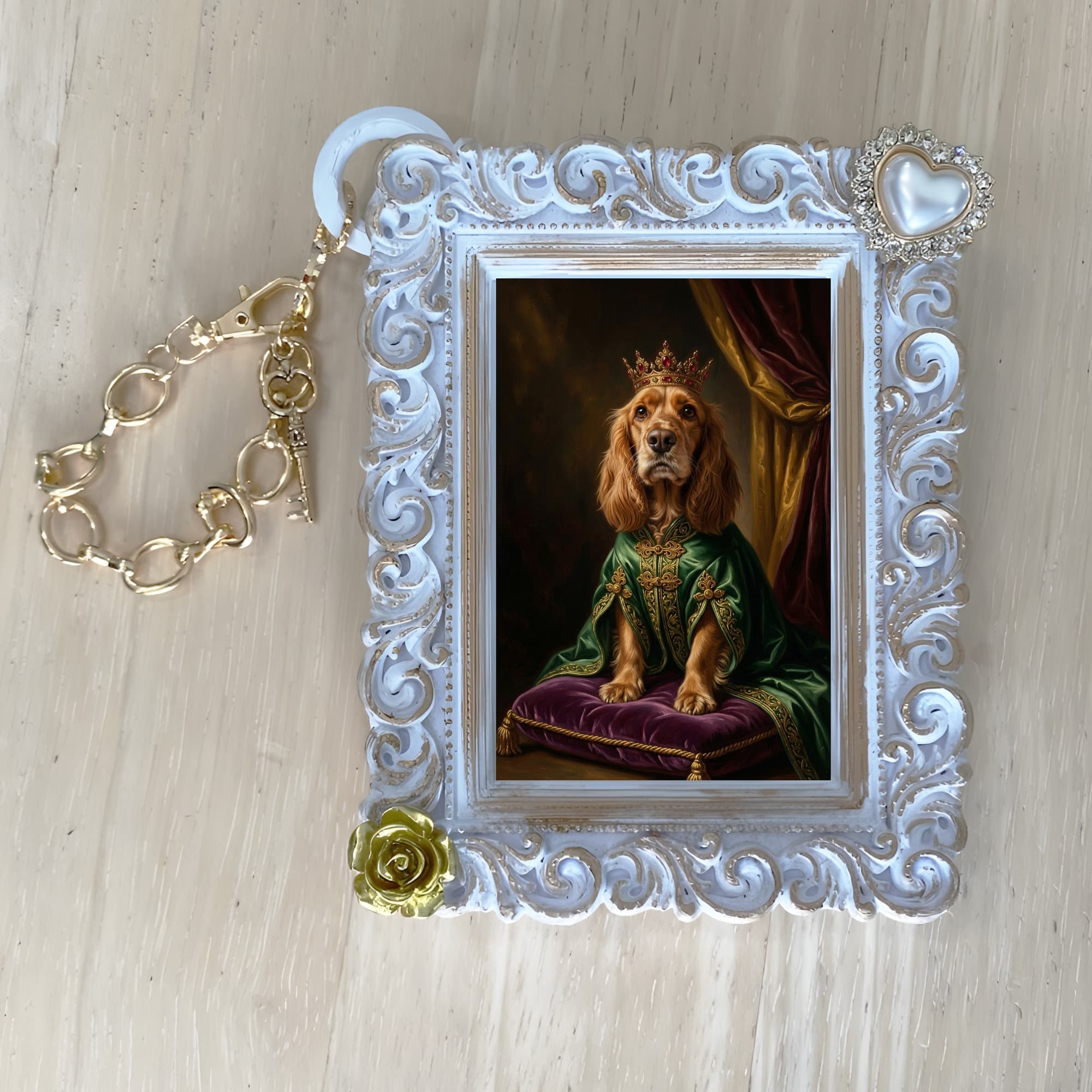 cocker spaniel Renaissance Portrait Bag Charm (White) 4