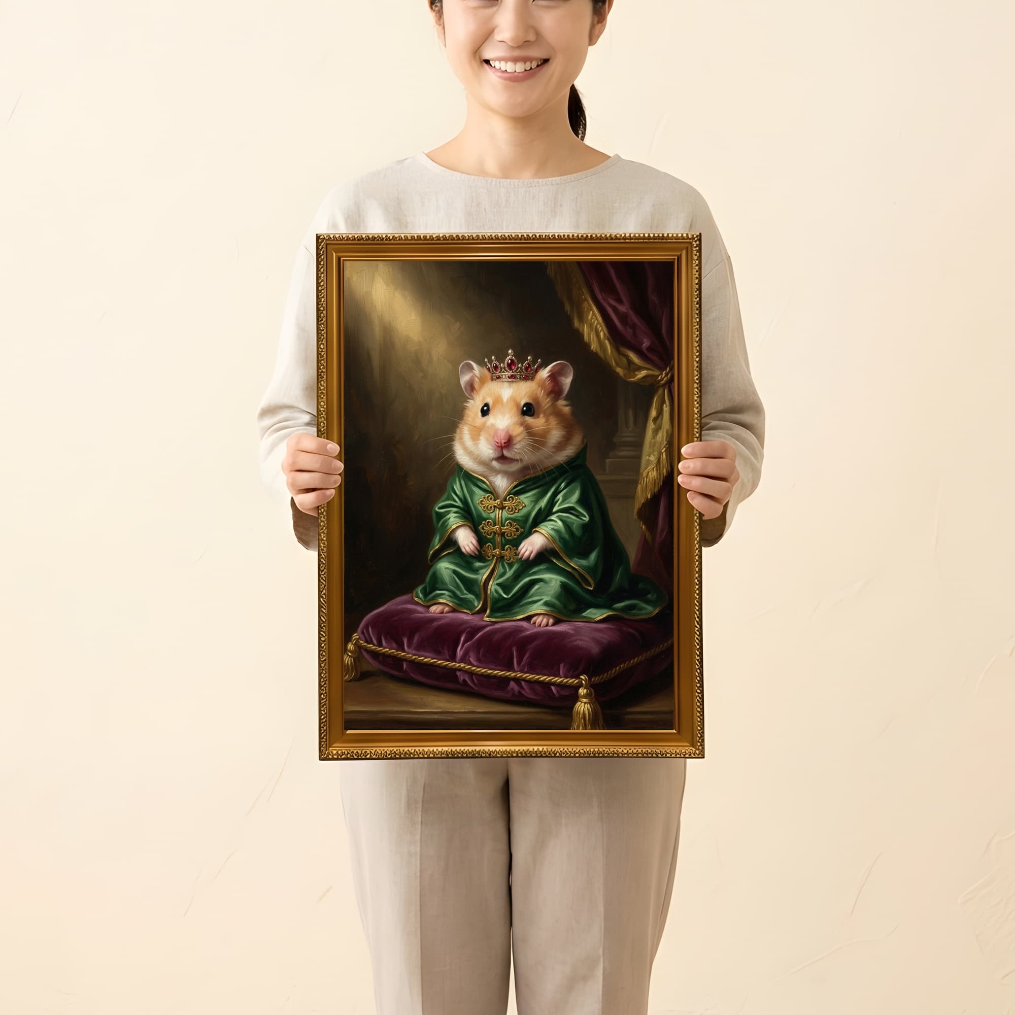 プディングハムスターのルネサンス肖像画額装プリント(A3サイズ) 2