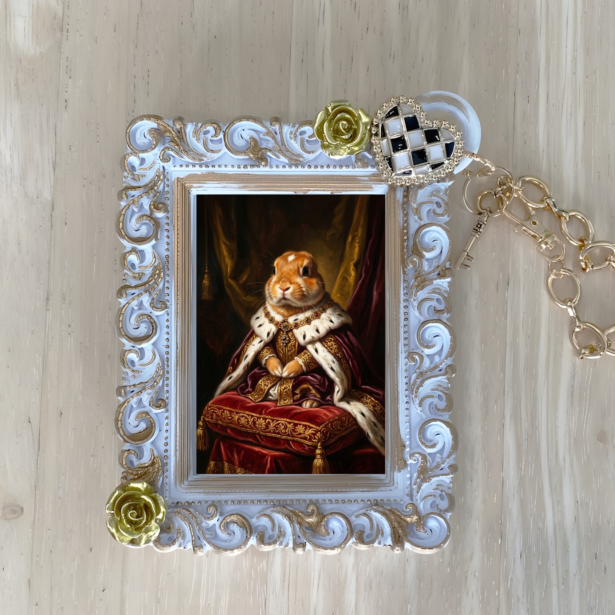 Netherland Dwarf Renaissance Portrait Bag Charm (White)