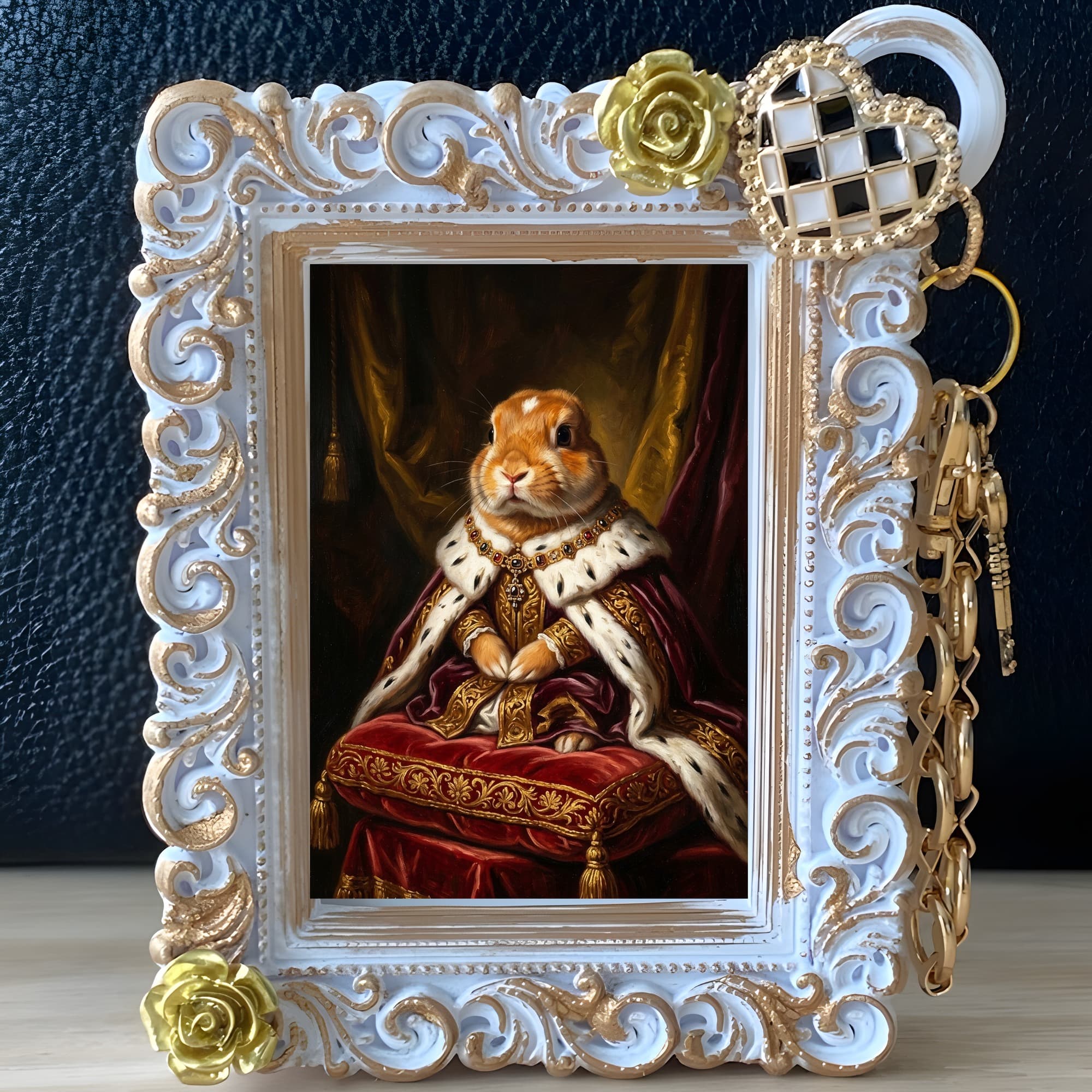 Netherland Dwarf Renaissance Portrait Bag Charm (White) 2