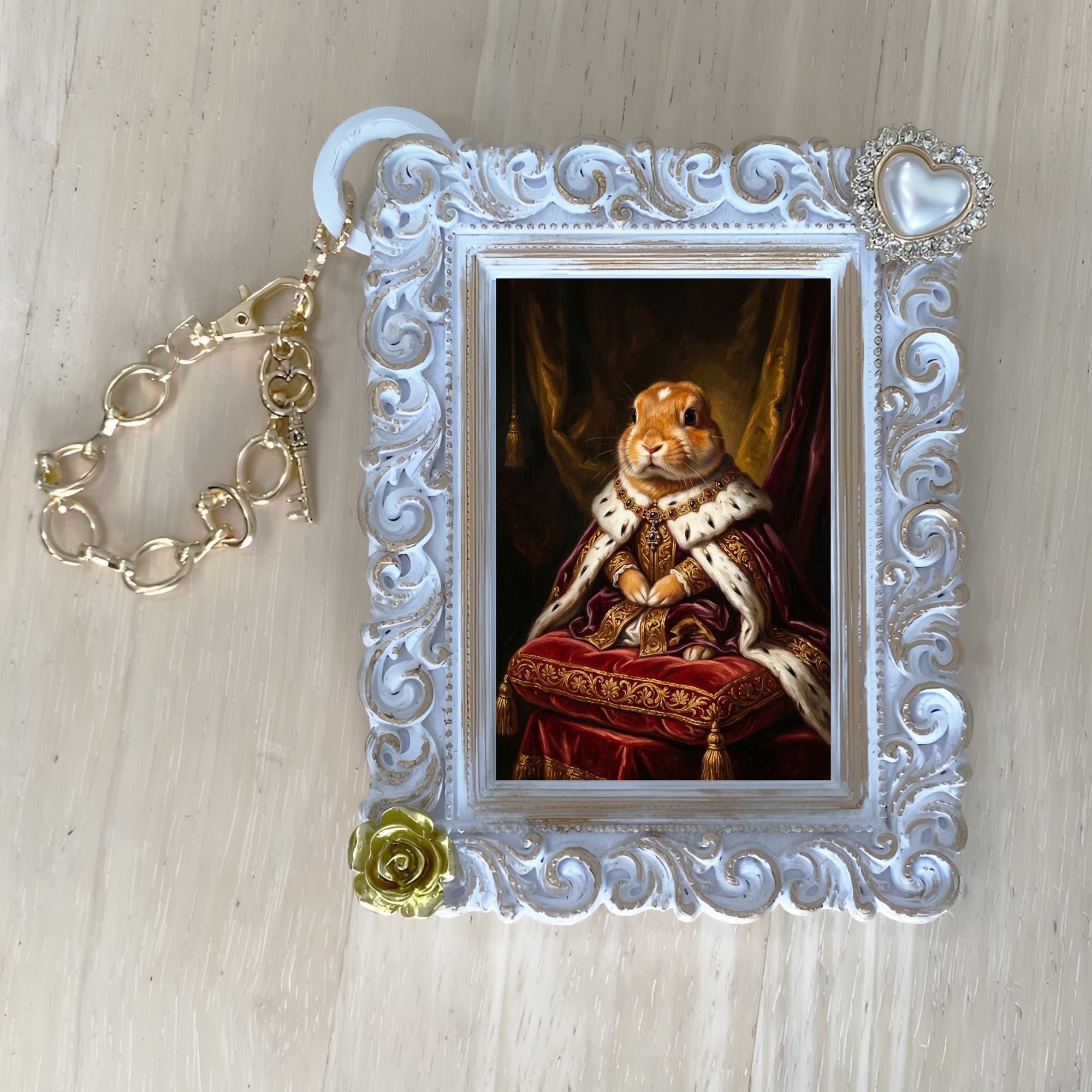 Netherland Dwarf Renaissance Portrait Bag Charm (White) 4