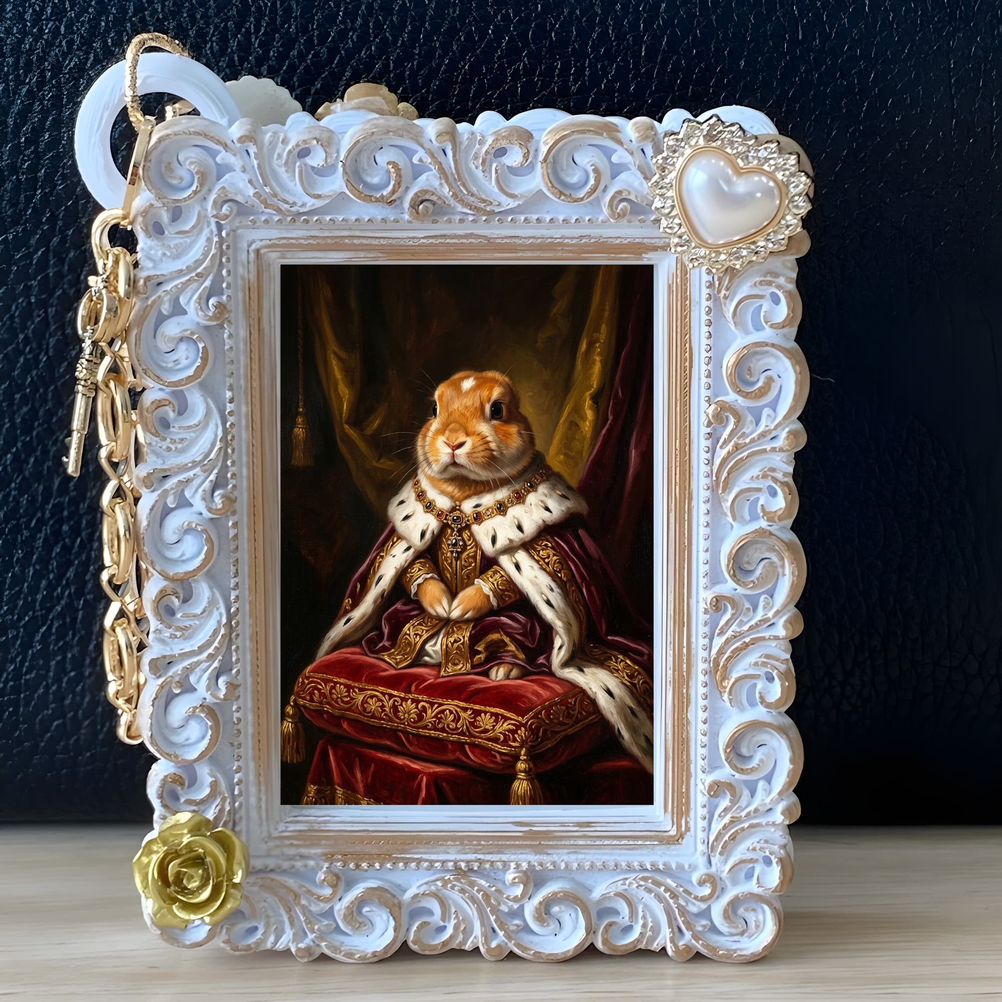 Netherland Dwarf Renaissance Portrait Bag Charm (White) 5