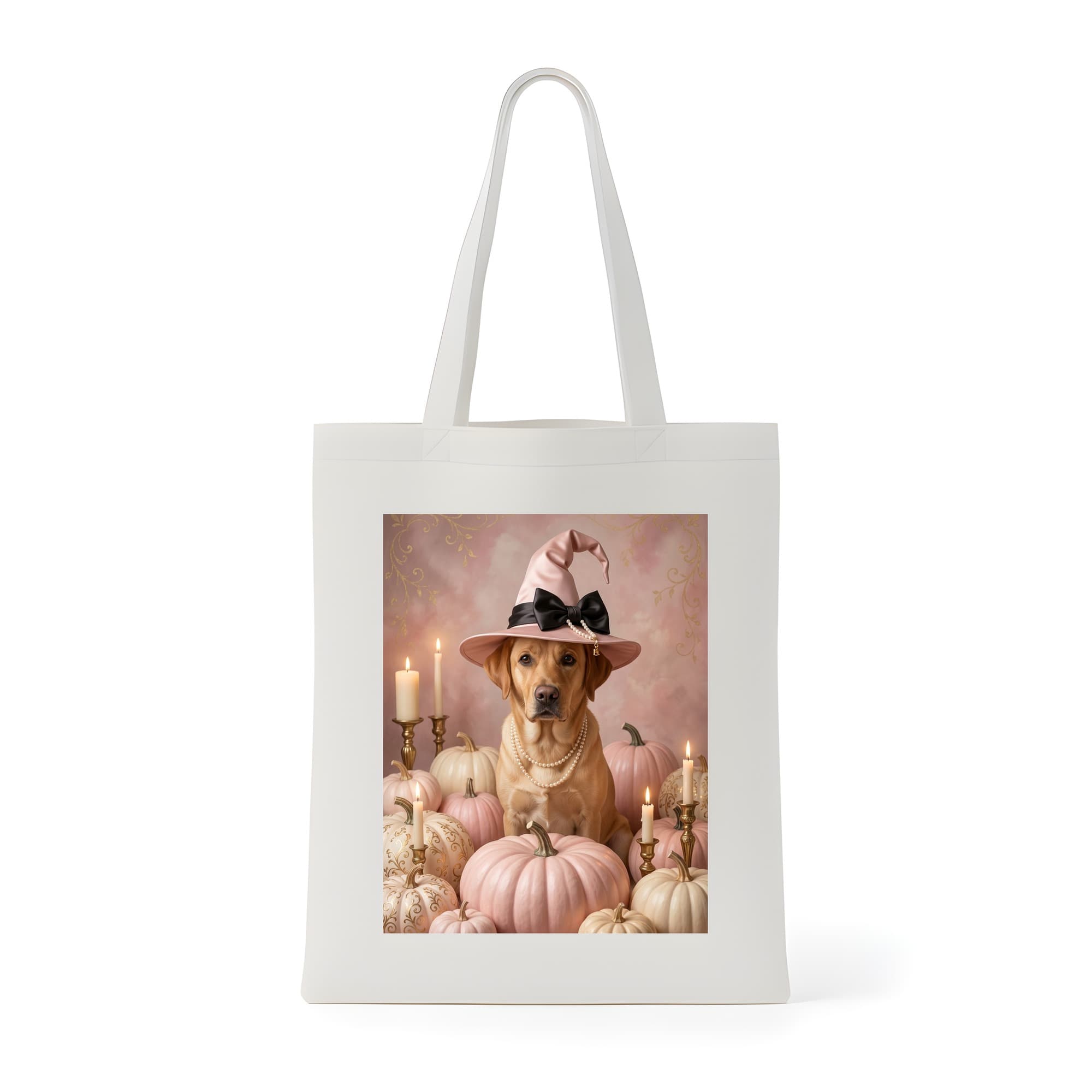 Labrador retriever Pumpkin & Candlelight Oil-Painting Halloween Tote Bag