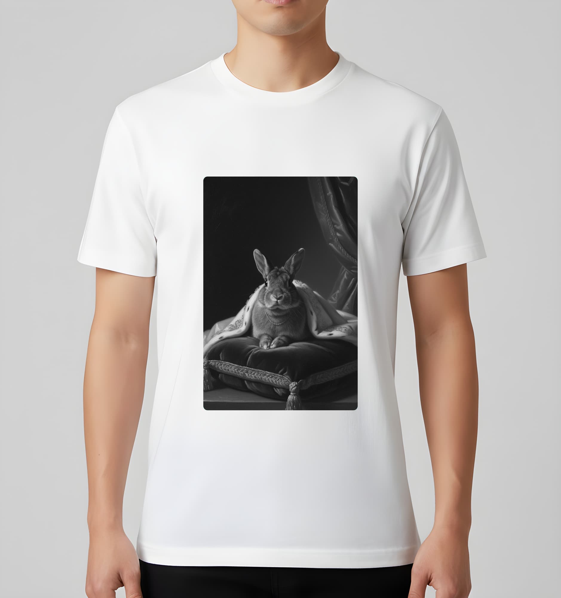ミニレッキスのルネサンス肖像画Tシャツ(ブラック・カラープリント・額縁なし) 3