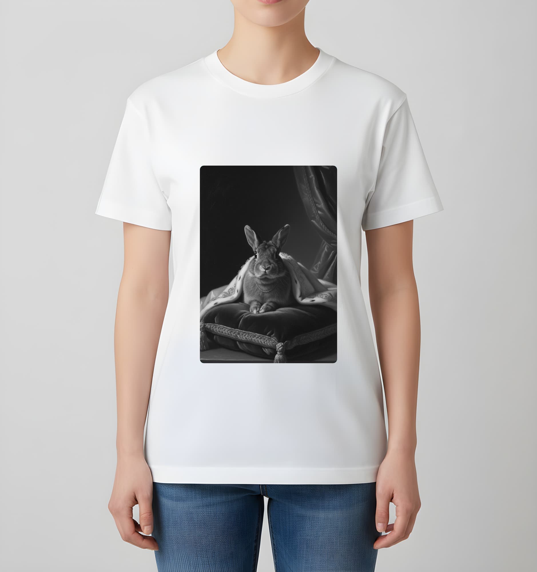 ミニレッキスのルネサンス肖像画Tシャツ(ブラック・カラープリント・額縁なし) 4