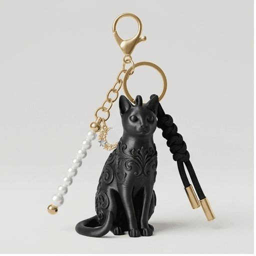 Russian Blue Renaissance Portrait Keychain (Silky Black)
