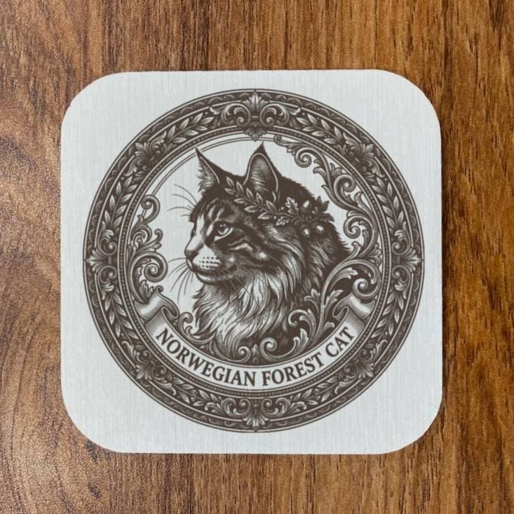 ノルウェージャンフォレストキャットのルネサンス肖像画コースターセット 4