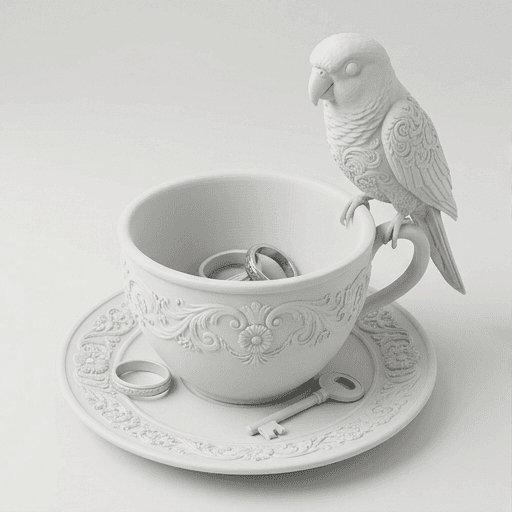 ウロコインコのルネサンス肖像画アクセサリートレイ(マットホワイト)