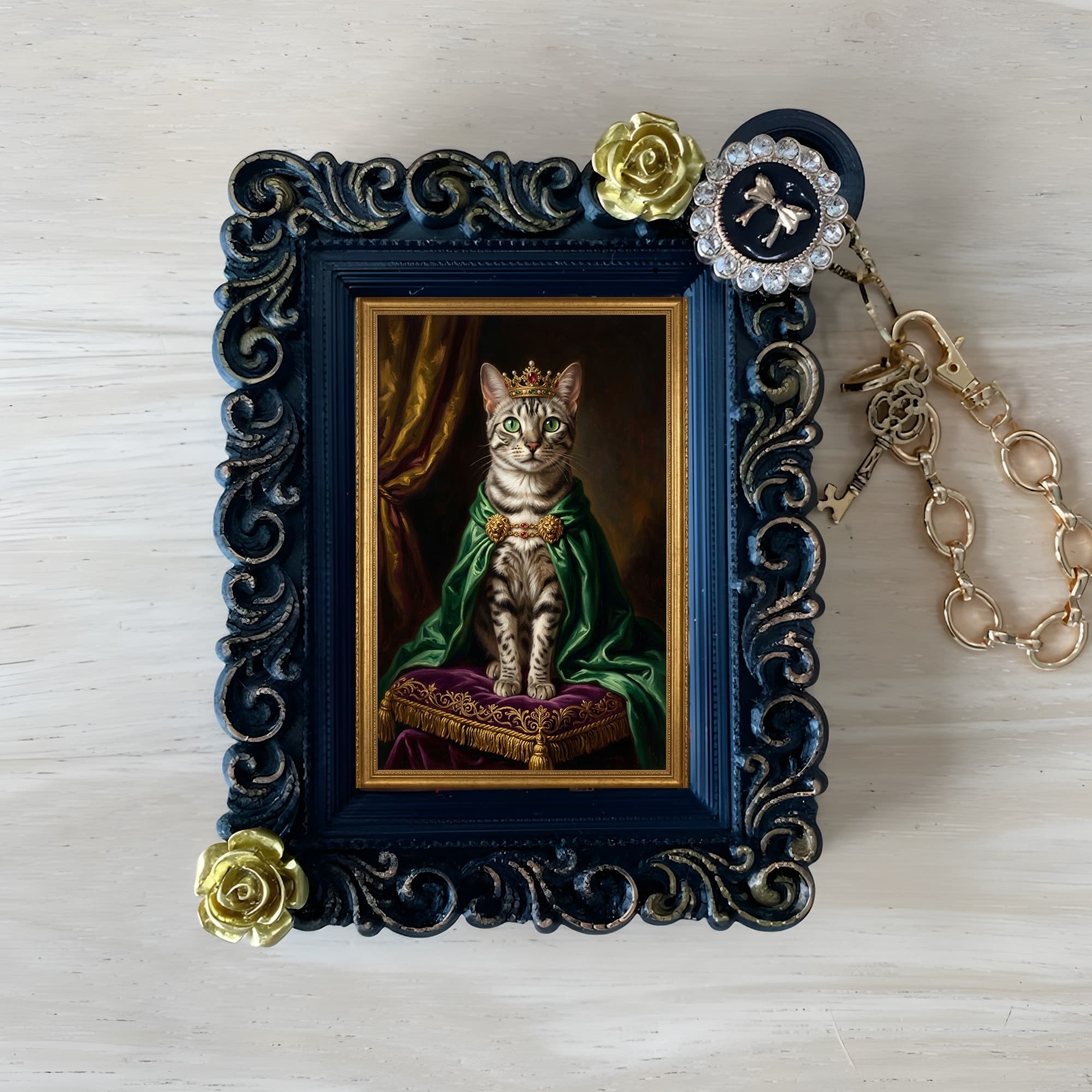 Egyptian Mau Renaissance Portrait Bag Charm (Black)
