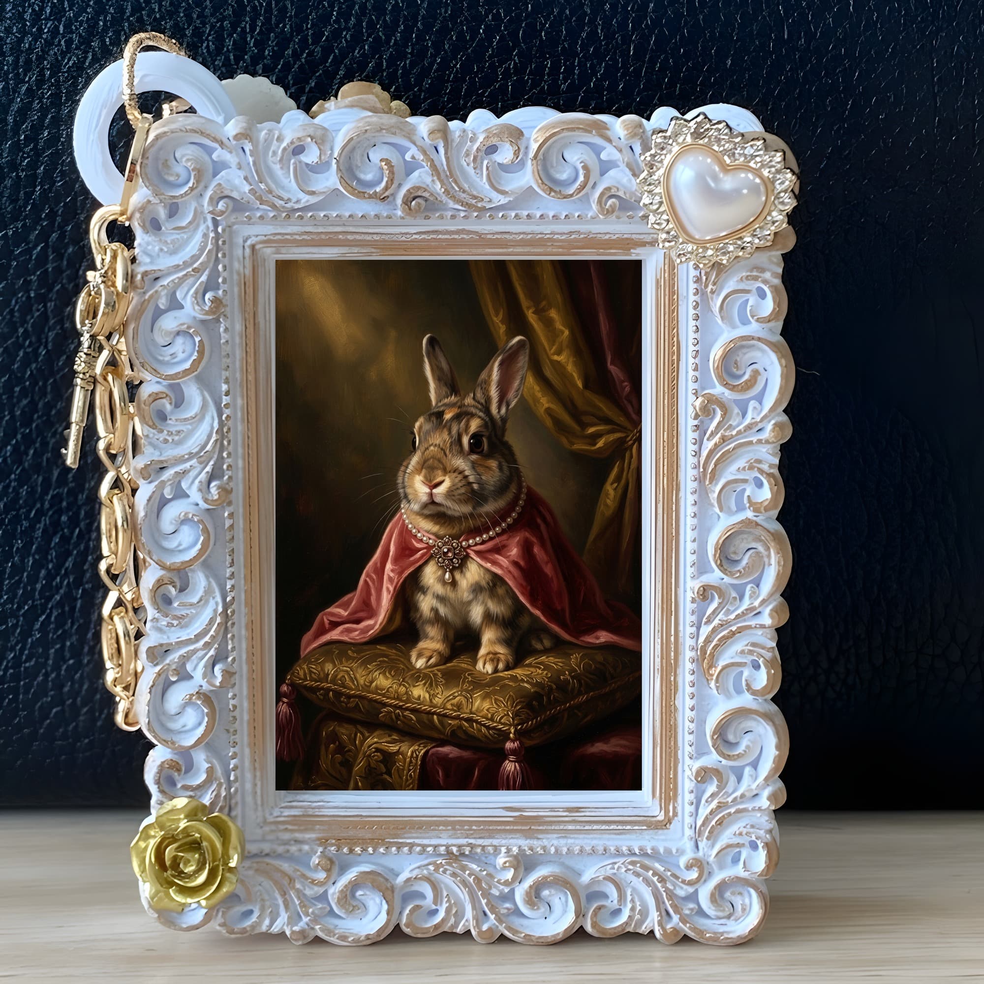 うさぎのルネサンス肖像画バッグチャーム(ホワイト) 5