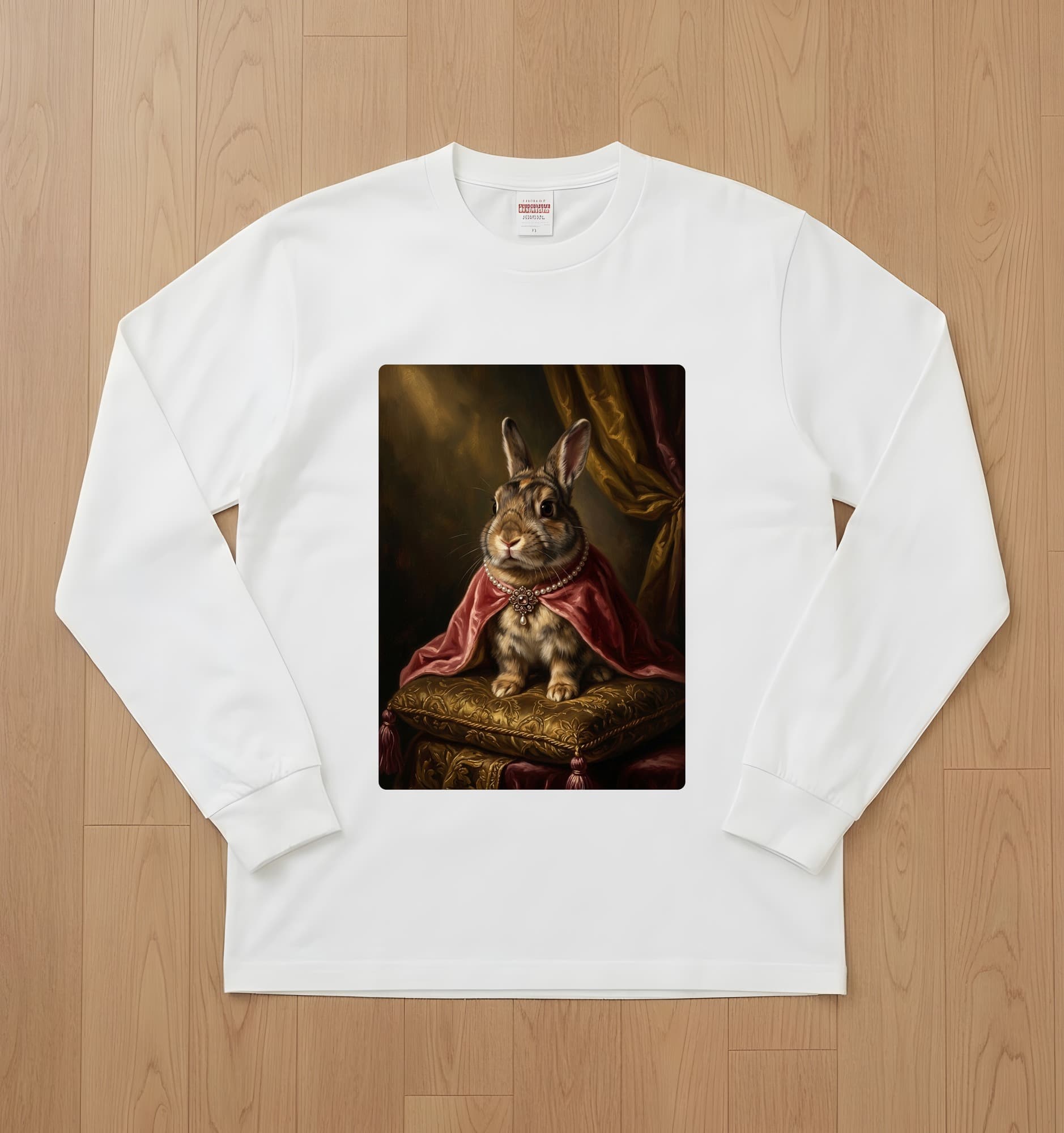 mixed breed rabbit Renaissance Portrait Long Sleeve T-Shirt (White)