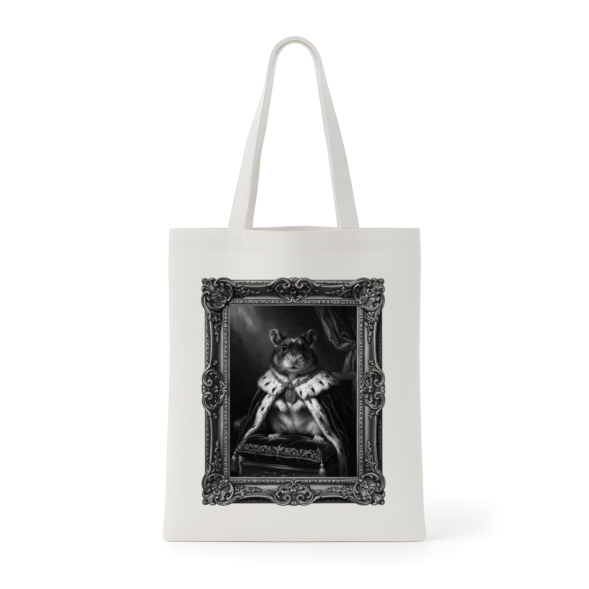 Panda hamster Renaissance Portrait Tote Bag (Monochrome Print, Framed Design)