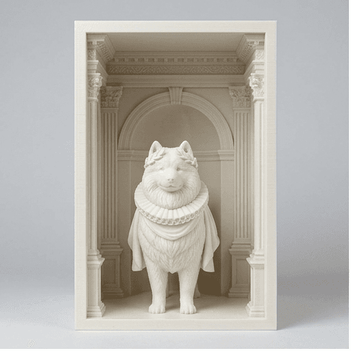 Samoyed Renaissance Portrait Booknook Diorama