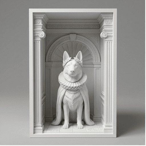German shepherd Renaissance Portrait Booknook Diorama