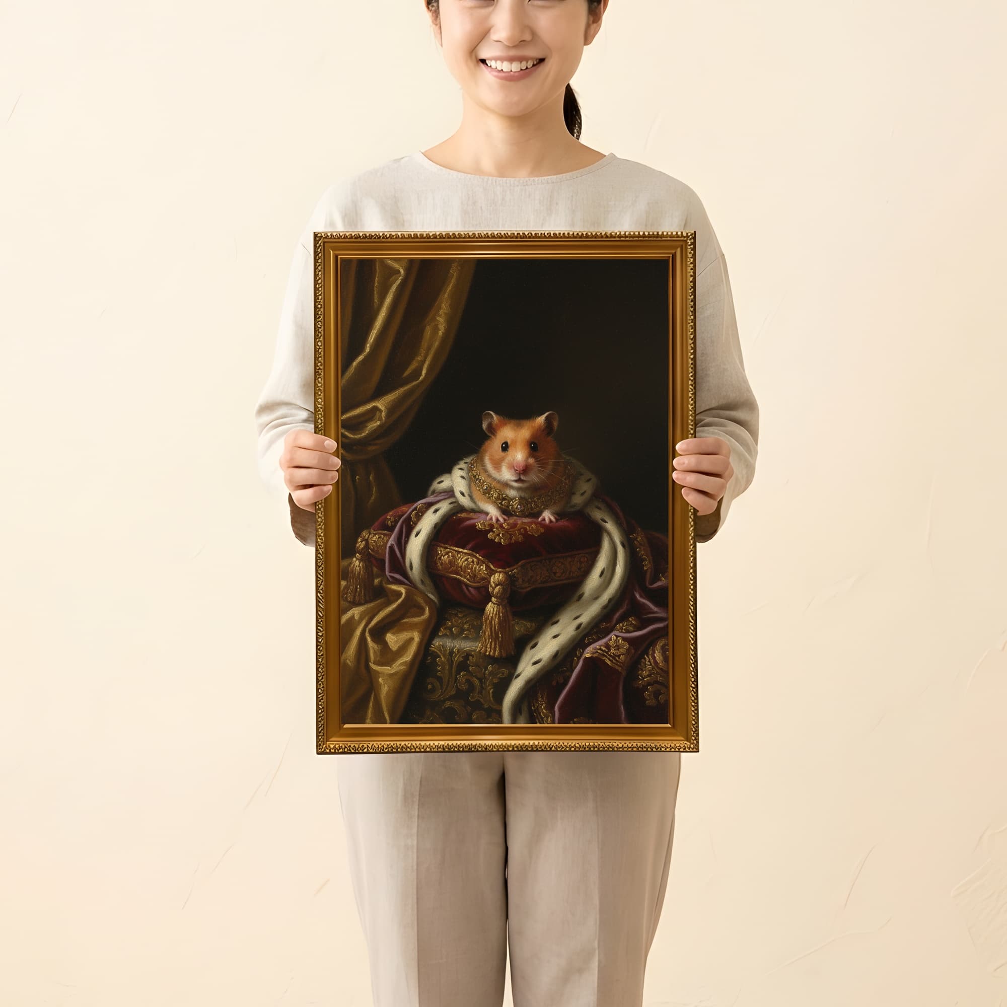 ゴールデンハムスターのルネサンス肖像画額装プリント(A3サイズ) 2
