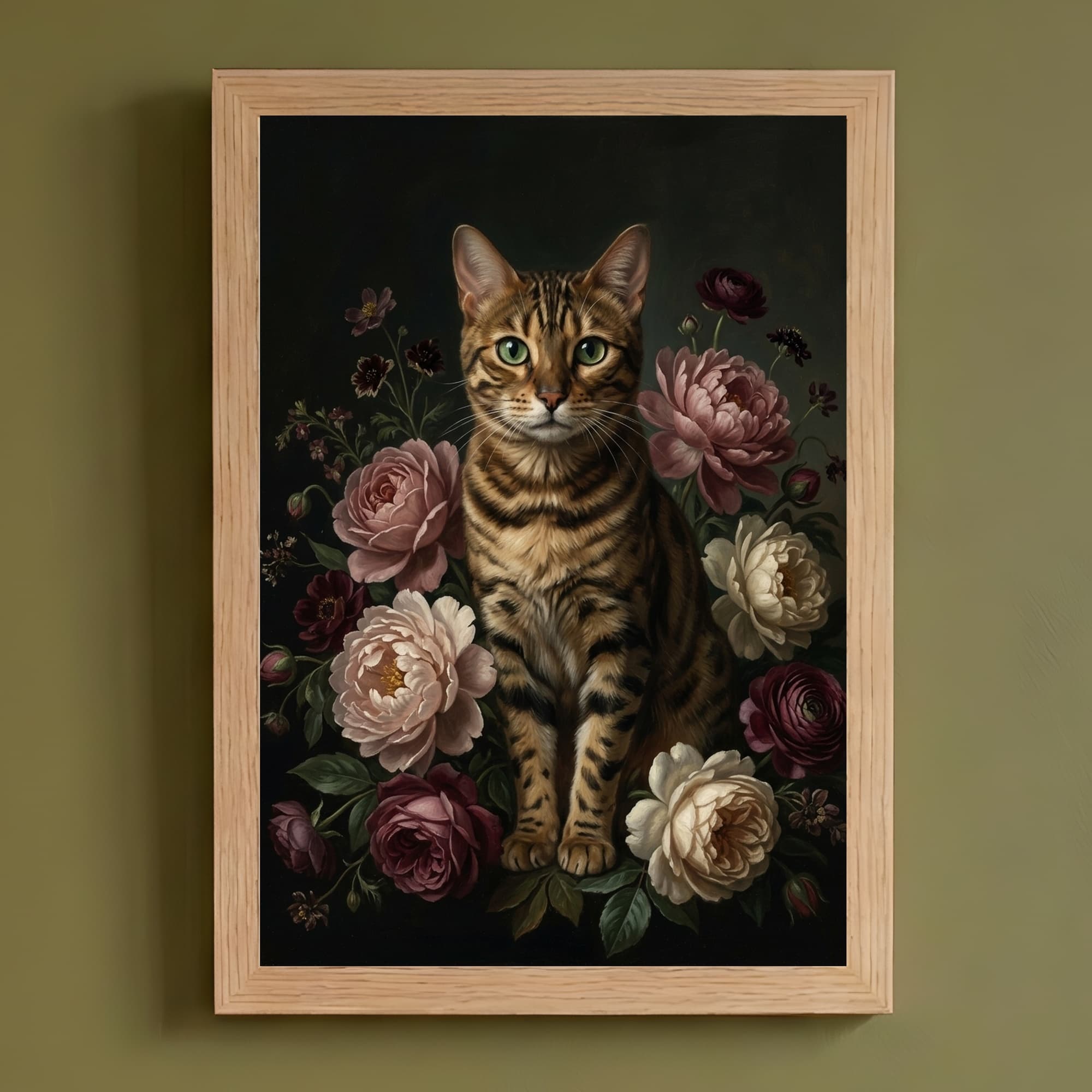 Bengal Floral Oil-Painting Floral Framed Art Print (A4)