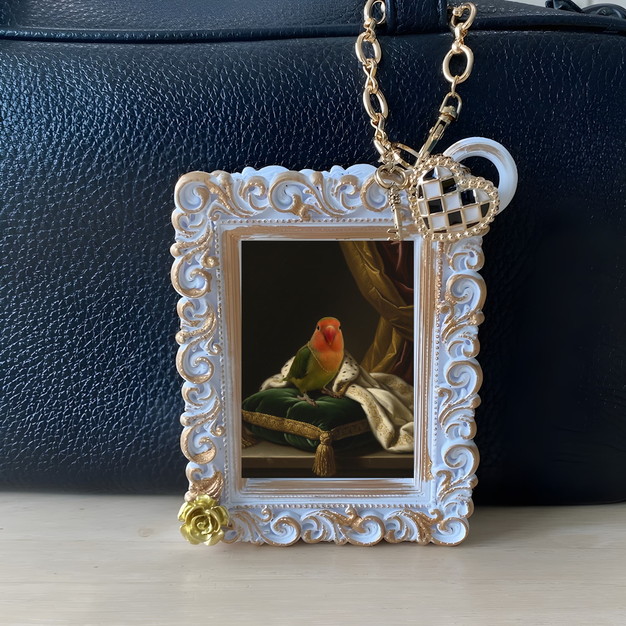 コザクラインコのルネサンス肖像画バッグチャーム(ホワイト) 3