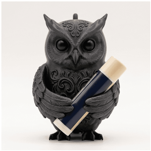 コノハズクのルネサンス肖像画リップケース(シルクブラック)