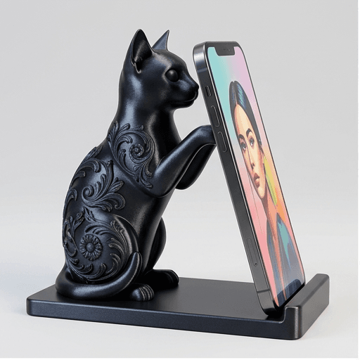 トンキニーズのルネサンス肖像画スマホスタンド(シルクブラック)