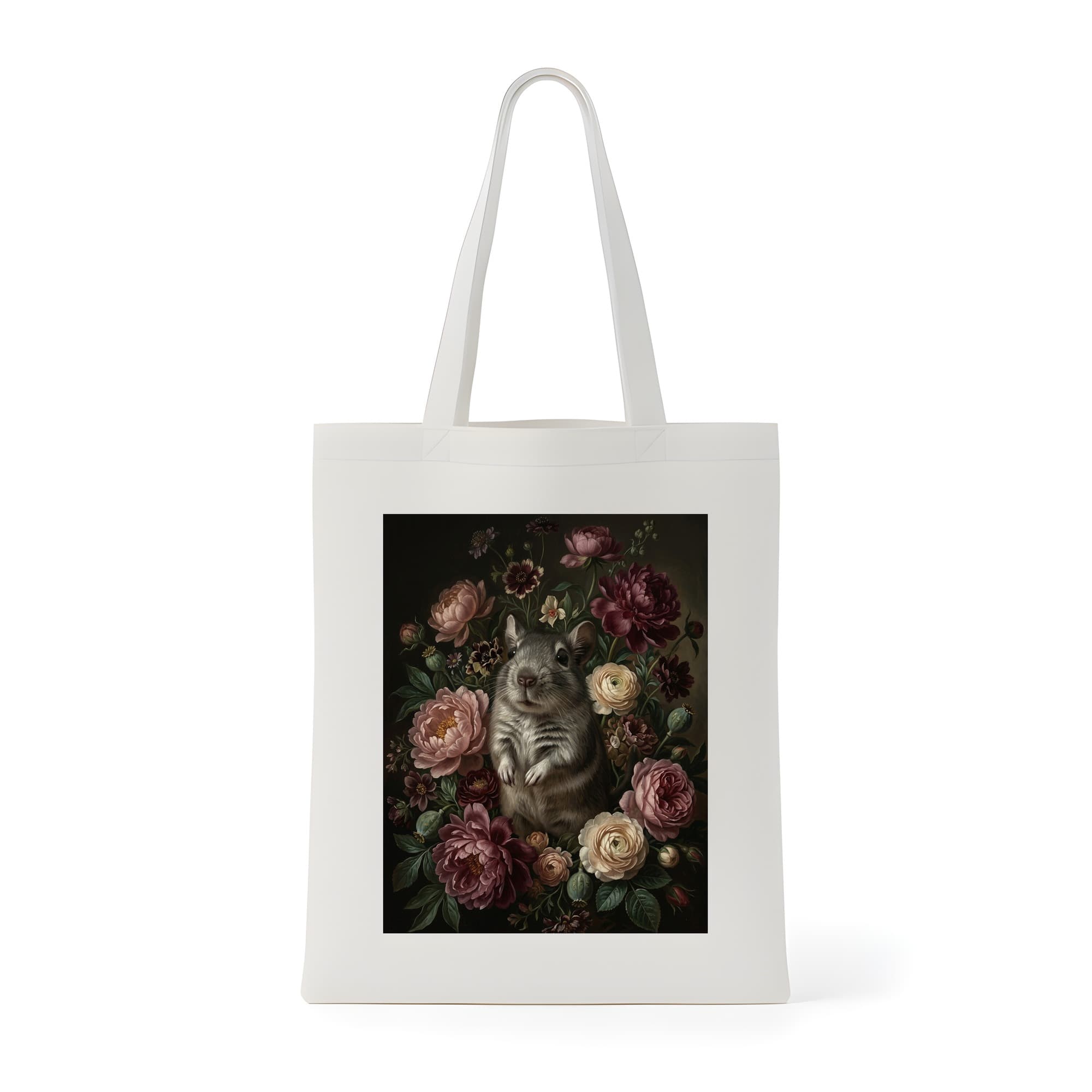 デグーの花の油絵風アート花柄トートバッグ