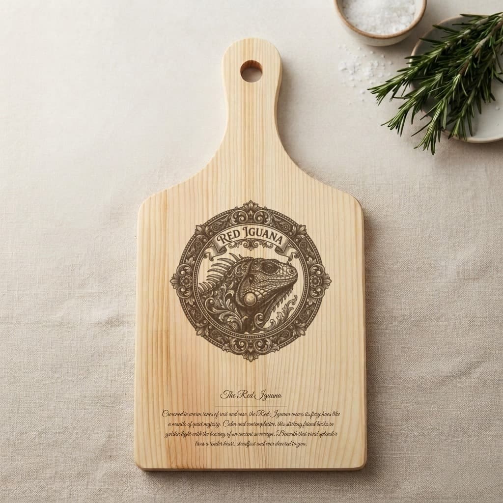Red Iguana Renaissance Portrait Wooden Cutting Board