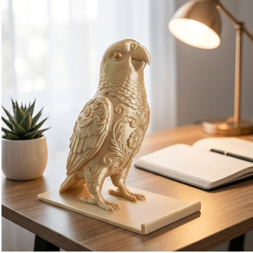 キエリボウシインコのルネサンス肖像画スマホスタンド(シルクゴールド) 2
