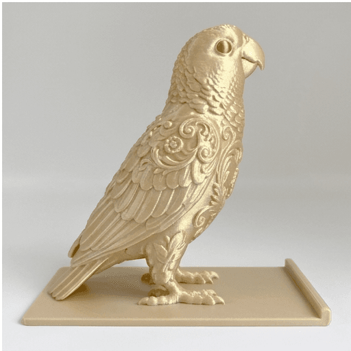 キエリボウシインコのルネサンス肖像画スマホスタンド(シルクゴールド) 4