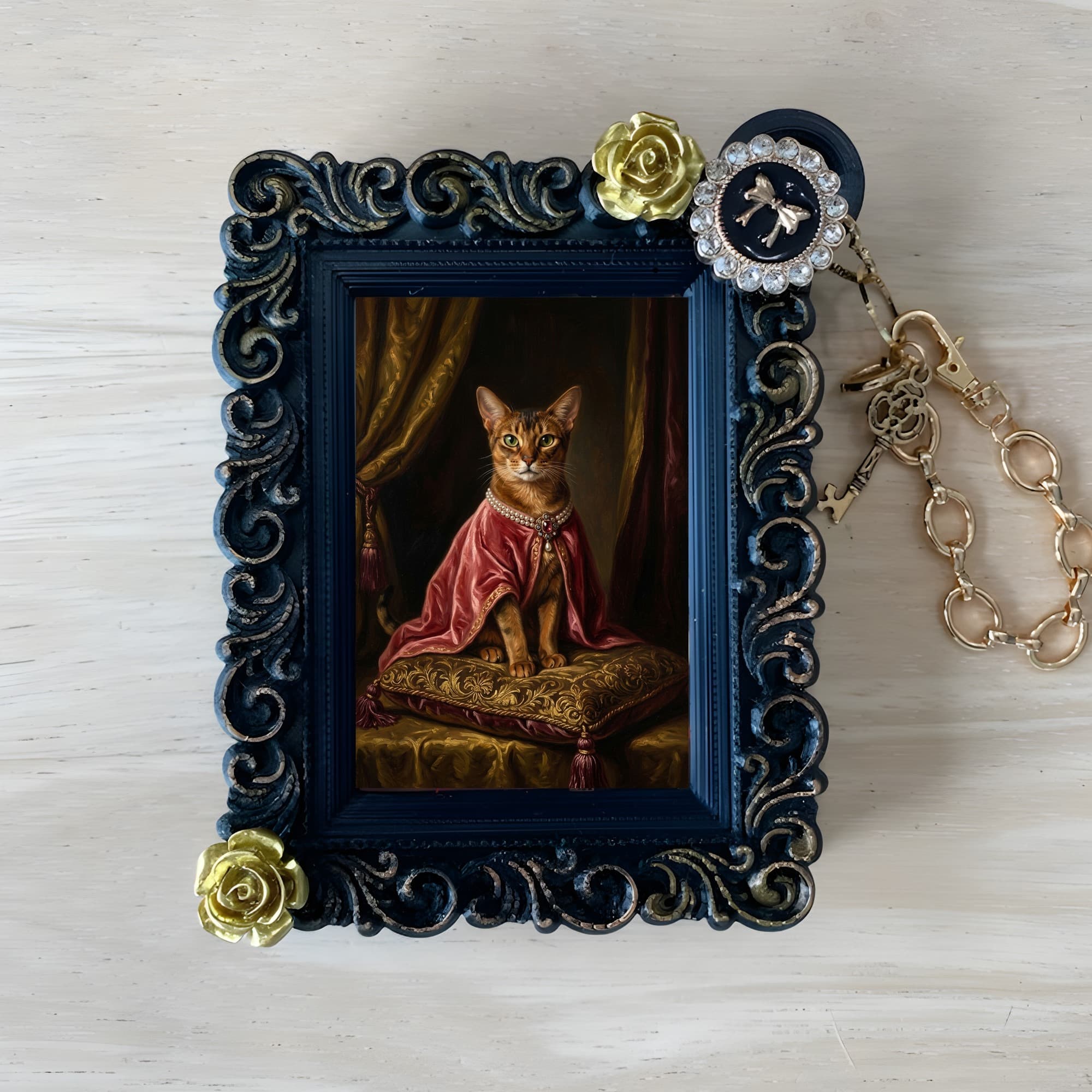Abyssinian Renaissance Portrait Bag Charm (Black)