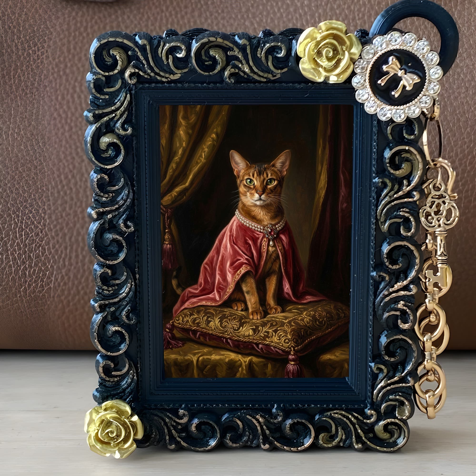 Abyssinian Renaissance Portrait Bag Charm (Black) 2