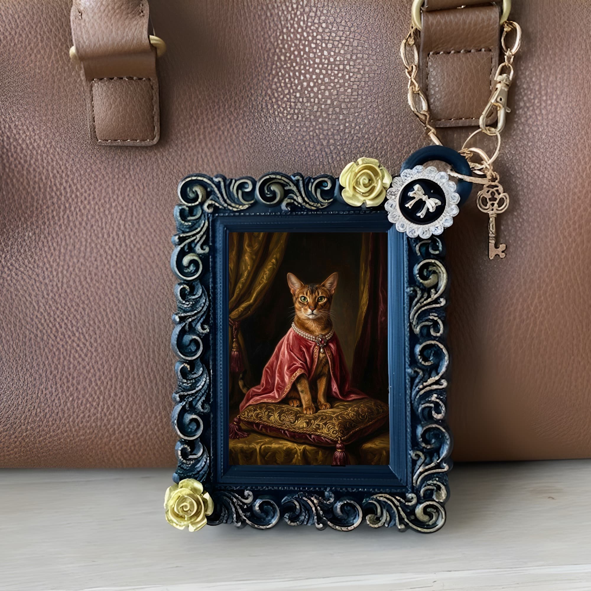 Abyssinian Renaissance Portrait Bag Charm (Black) 3