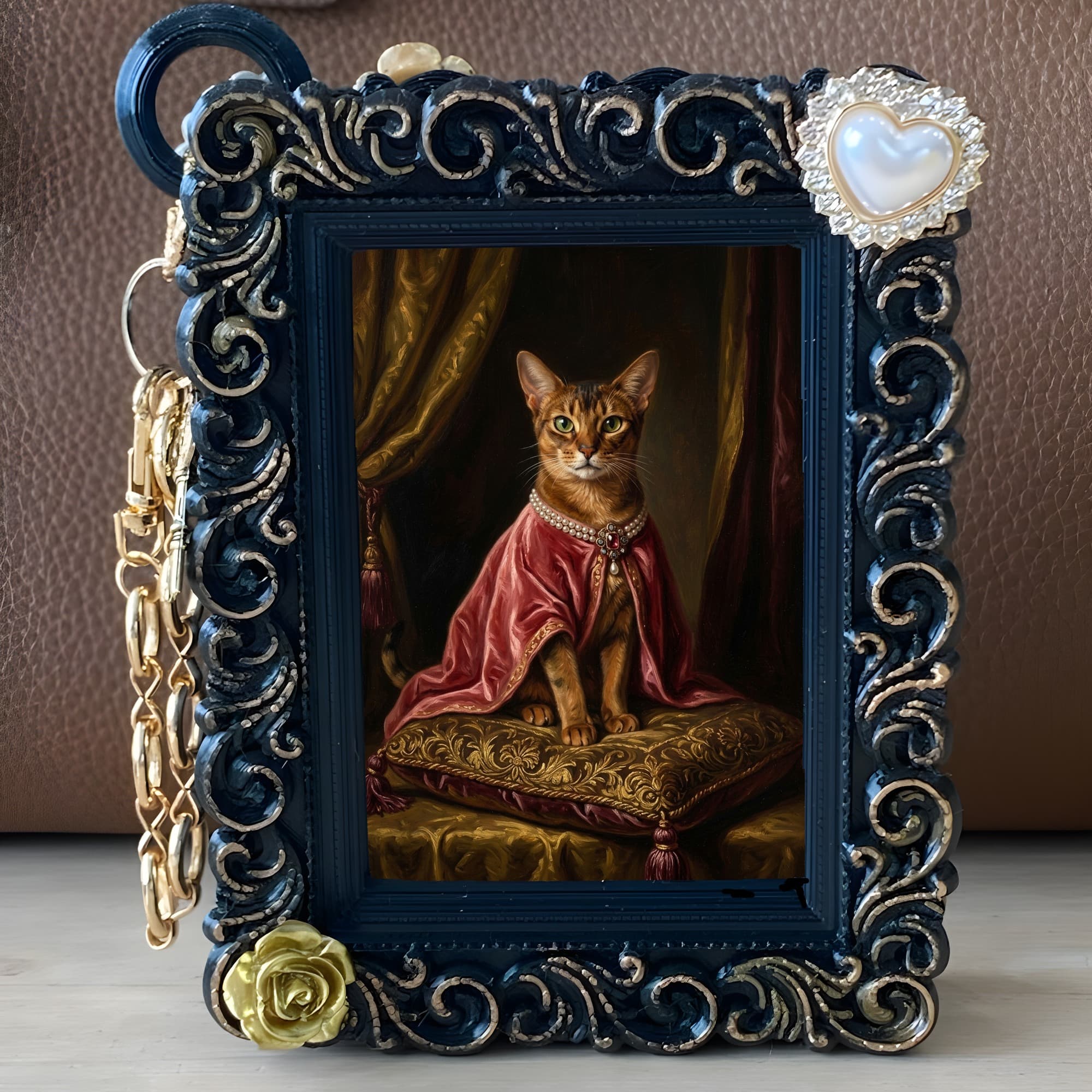 Abyssinian Renaissance Portrait Bag Charm (Black) 5