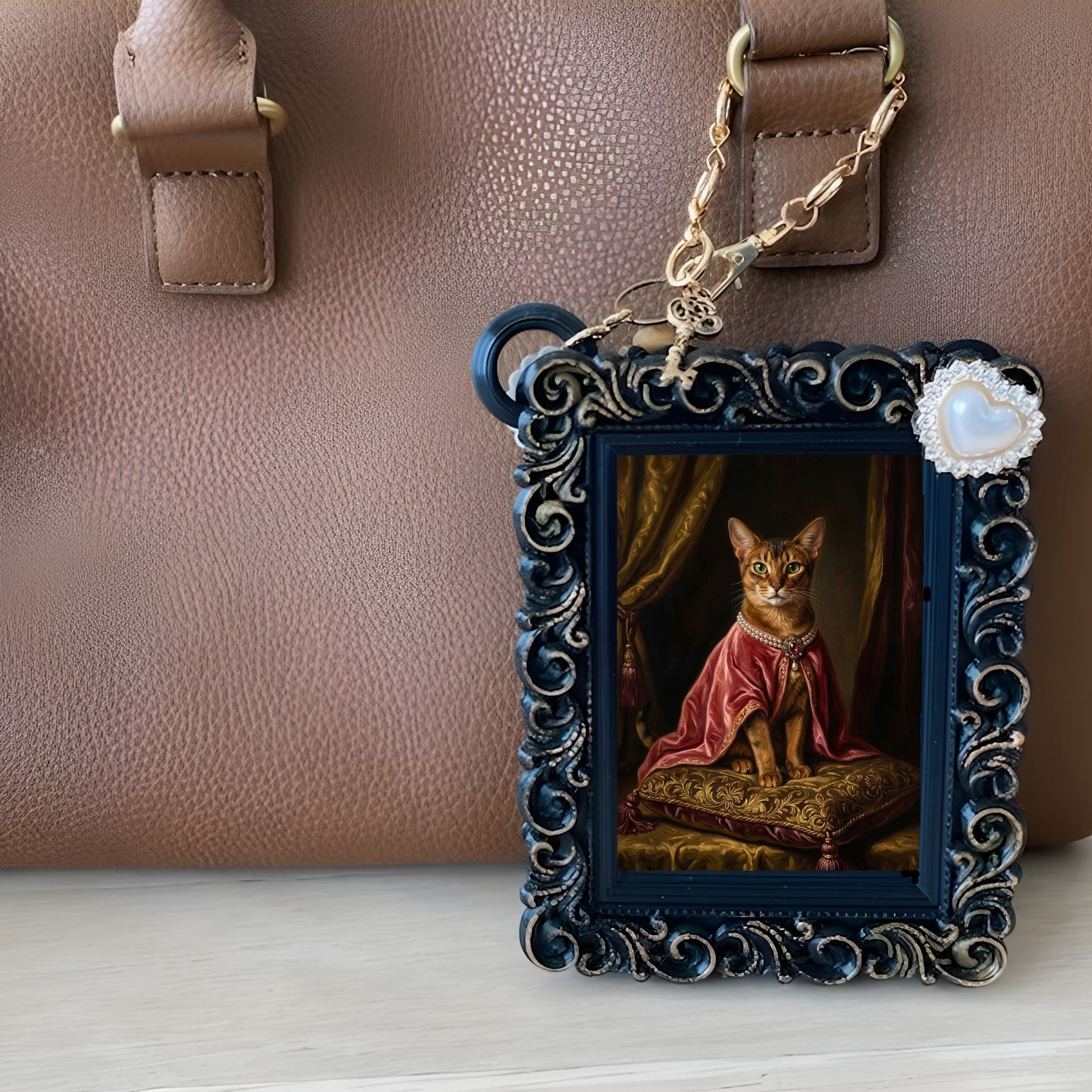 Abyssinian Renaissance Portrait Bag Charm (Black) 6