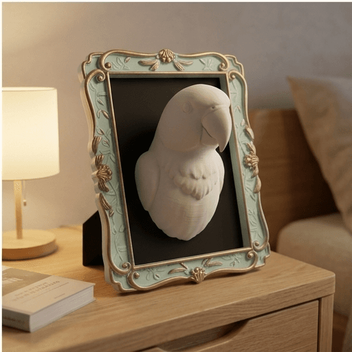Alexandrine Parakeet Renaissance Portrait Wall Relief