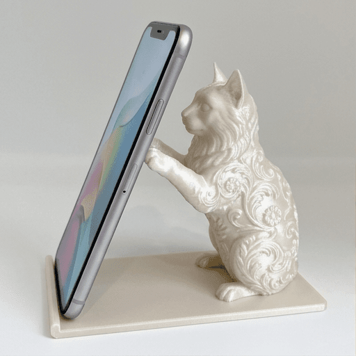 ノルウェージャンフォレストキャットのルネサンス肖像画スマホスタンド(シルクホワイト)